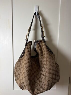 Gucci Beige/Brown GG Monogram Hobo Bag